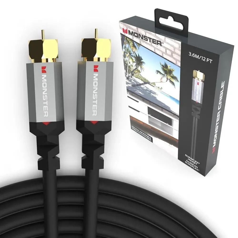 Monster Essentials Coaxial Video Cable - RG-6 Coax Cable Featuring Gold-Plated